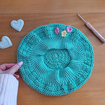 Crochet Pastel Flower Beret Pattern