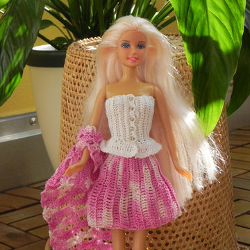 Crochet pattern for 12-inch doll top, skirt and scarf