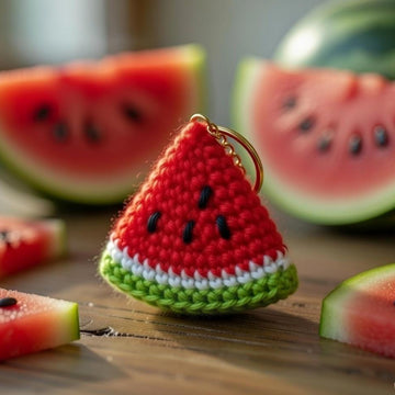 Watermelon Crochet Keychain Pattern PDF + Video Tutorial