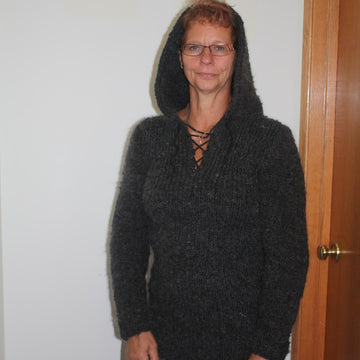 Hooded Chunky Rib Knit Sweater
