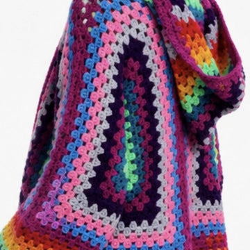 Hexagon Granny Square Crochet Hoodie Cardigan