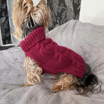 Lilac cabled dog sweater