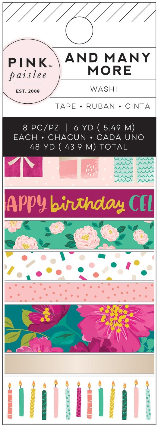 American Crafts And Many More Washi Tape 8/Pkg - W/Champagne Foil Accents
