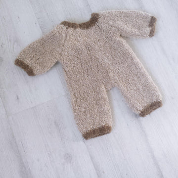 Baby bear boucle raglan romper & hat pdf knitting pattern, 0-12 months
