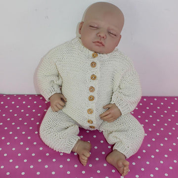 Baby Romper Suit Booties and Beanie Hat