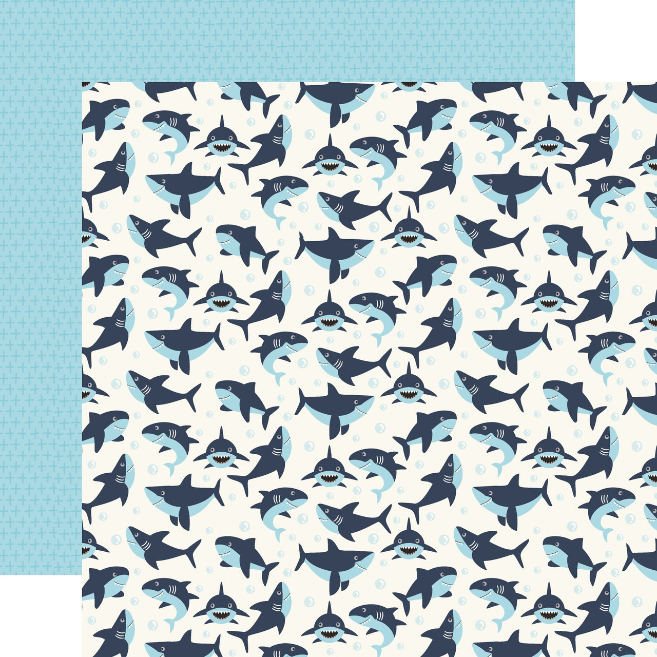 Echo Park Paper All Boy Double-Sided Cardstock 12"X12" 25/Pkg - Swimming Sharks