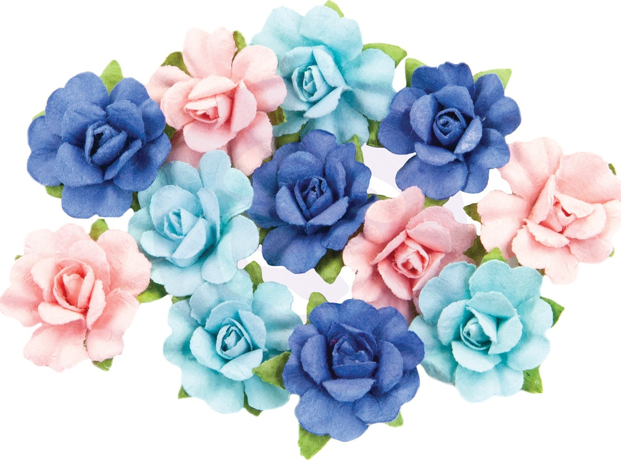 Prima Marketing Mulberry Paper Flowers - Malibu Paradise/Golden Coast, 12/Pkg