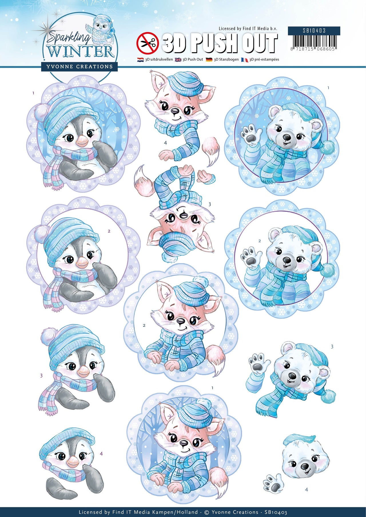 Find It Trading Yvonne Creations Punchout Sheet - Winter Friends, Sparkling Winter