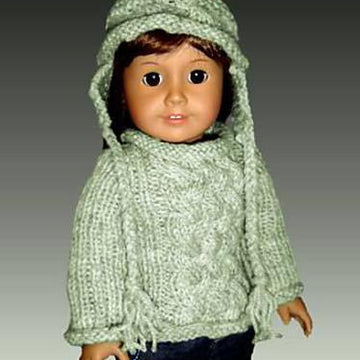 Fits American Girl Doll, Aran Pullover with matching hat.