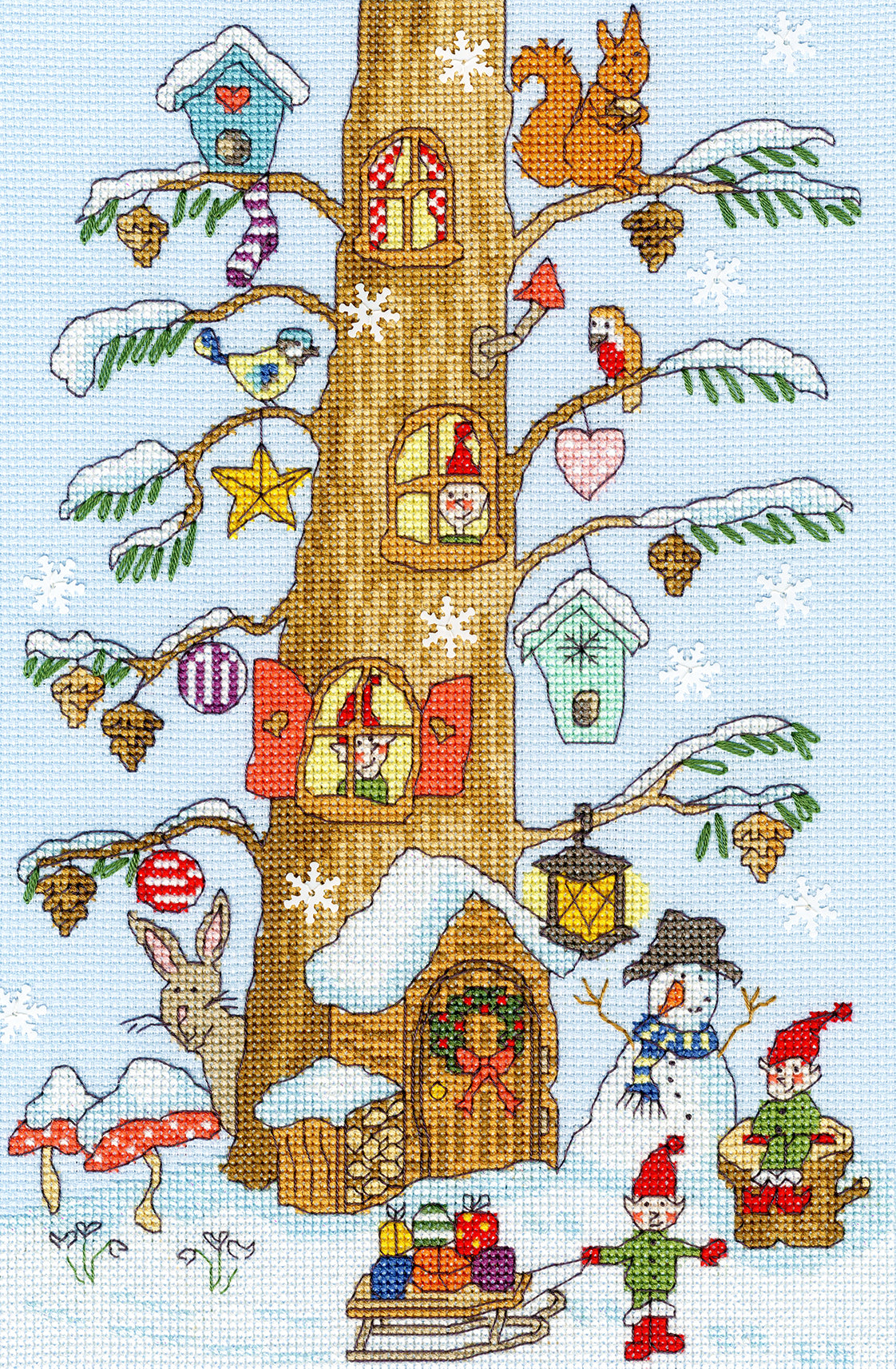 Bothy Threads Santa's Little Helpers Cross Stitch Kit - 19cm x 29cm