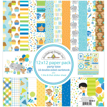 Doodlebug Double-Sided Paper Pack 12"X12" 12/Pkg - Party Time