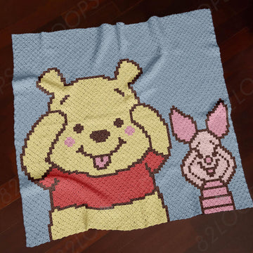 Winnie the Pooh Blanket Piglet Throw Blue Baby Stroller C2C CROCHET PATTERN