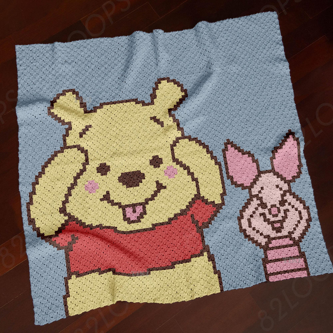 Winnie the Pooh Blanket Piglet Throw Blue Baby Stroller C2C CROCHET PATTERN