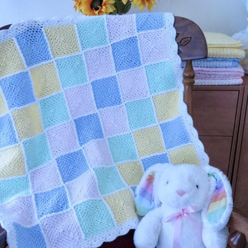 Pastel Colorblock Baby Blanket - Lion Brand Baby Soft (DK Weight)