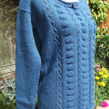 Textured Sweater with Button Neck