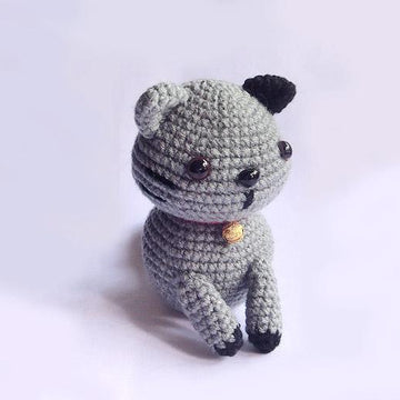Grey Cat with Bell Crochet Amigurumi