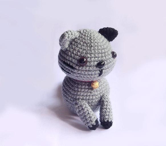 Grey Cat with Bell Crochet Amigurumi