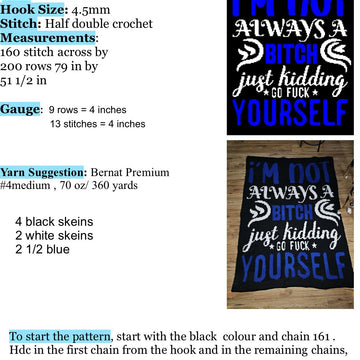 Not A B**ch Graphghan Crochet Pattern