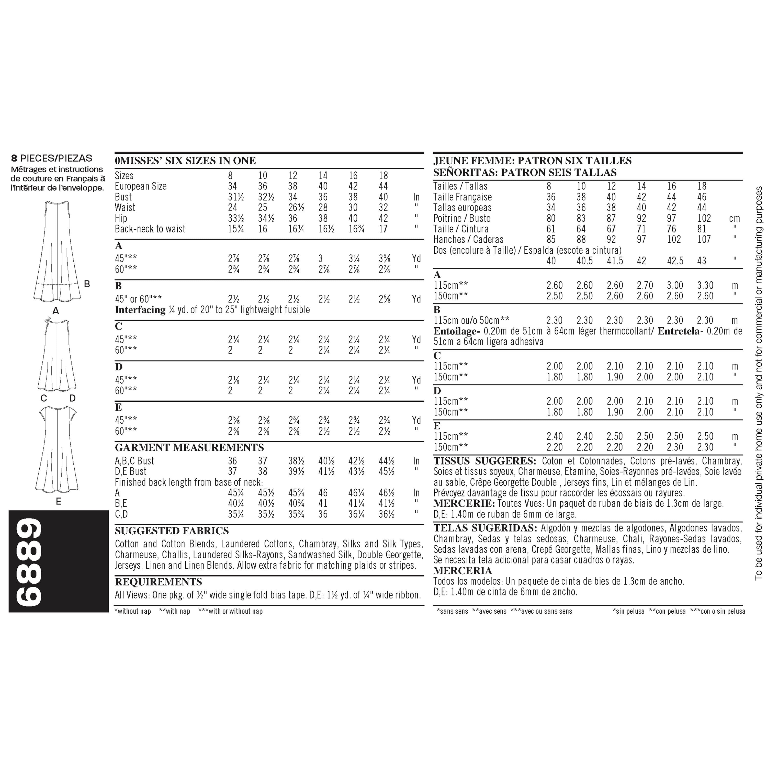 New Look Misses' Dresses 6889 - Paper Pattern, Size A 8 10 12 14 16 18