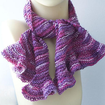Ruffle Edged Scarf with Flower Scarf Pin