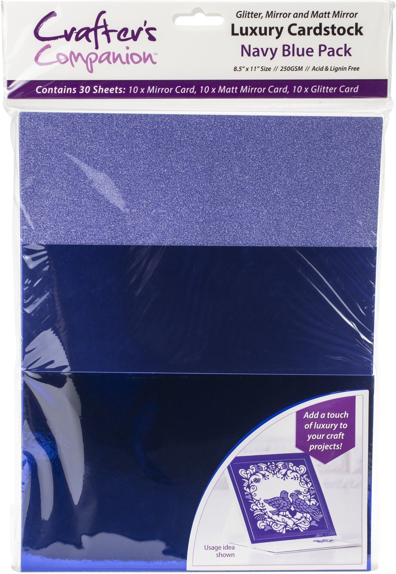 Crafter's Companion Luxury Cardstock Pack - Navy Blue
