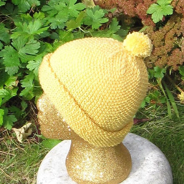 Ladies Luxury Moss Stitch (Seed Stitch) Roll Brim Bobble (Pom-Pom) Beanie Hat