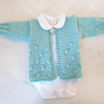 Baby Bobble Cardigan and Bonnet Set in Aran knit