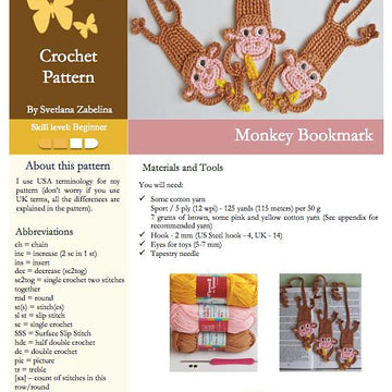 029 Monkey bookmark amigurumi