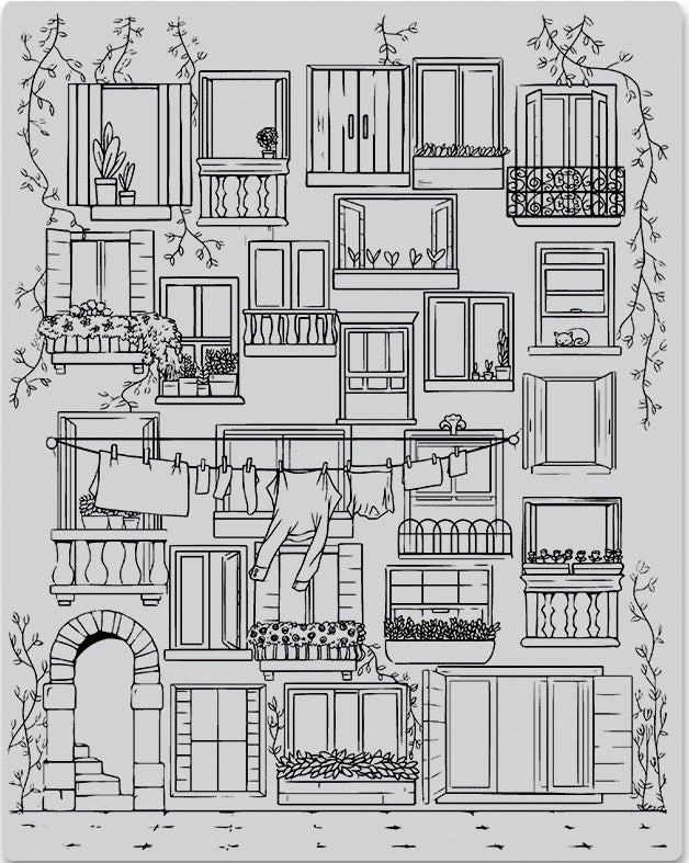Hero Arts Background Cling Stamp 6"X6" - Venetian Neighborhood