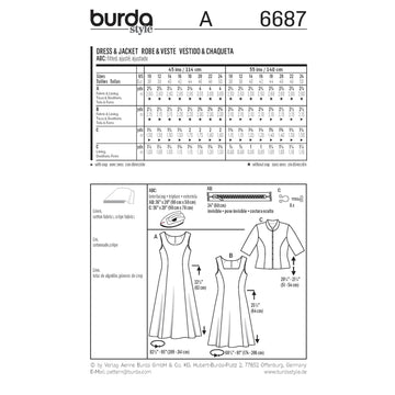Burda Women's Dress & Jacket Sewing Pattern B6687 - Paper Pattern, Size 10-24