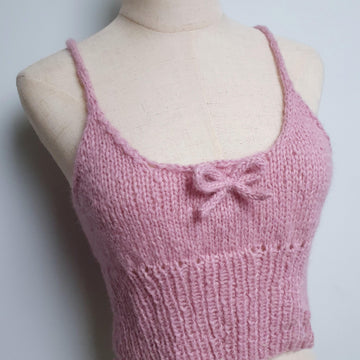 Knitted Cami Vest Top with Bow