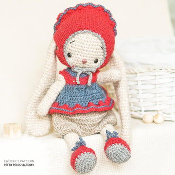 Crochet Pattern - Doll Clothes - Outfit Cute Little Girl for Bunny toy
