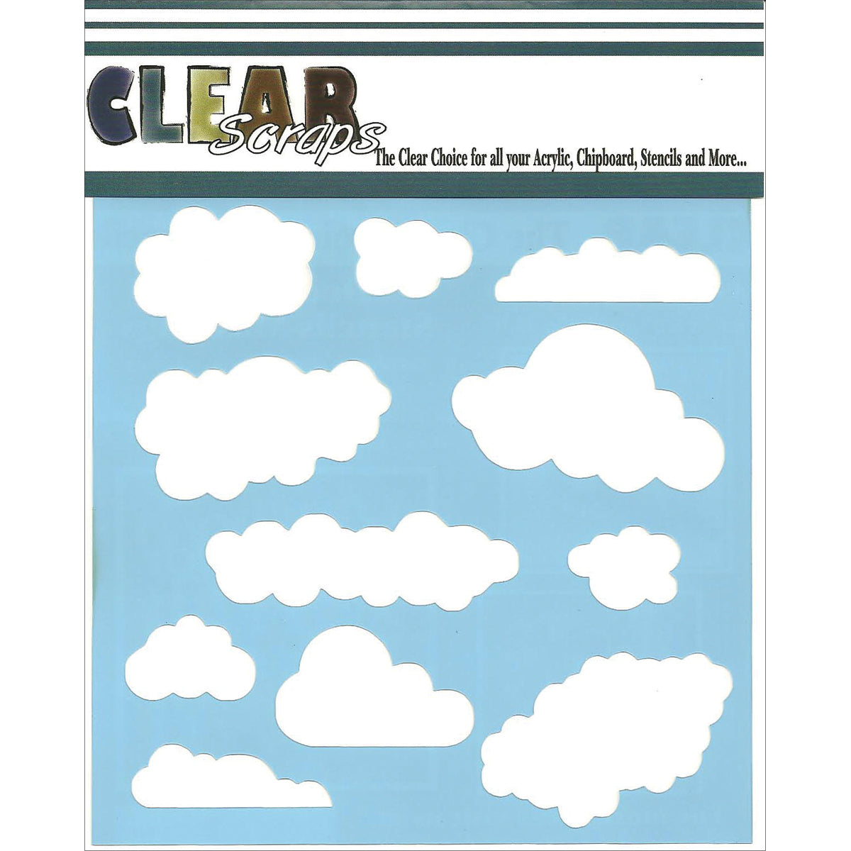 Clear Scraps Stencils 6"X6" - Clouds