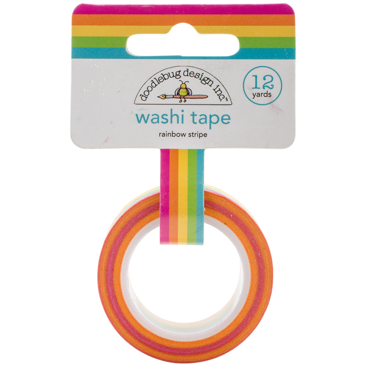 Doodlebug Washi Tape 15mmX12yd - Rainbow Stripe