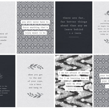 Kaisercraft Kaiser Style Quote Card Set 4"X6" 12/Pkg - Shadow W/Wooden Display Block
