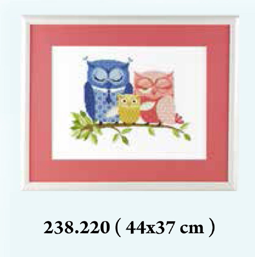 Pako Owl Family Counted Cross Stitch Kit - 44x37 cm