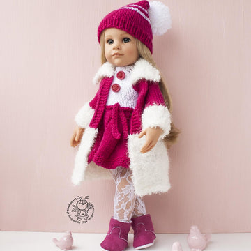 Outfit  Raspberries for 18in doll knitting flat