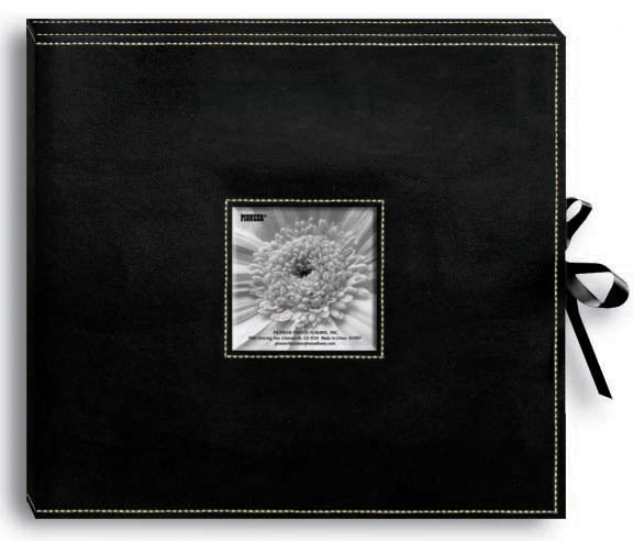 Pioneer 3-Ring Sewn Leatherette Album Box 13"X14.5" - Black