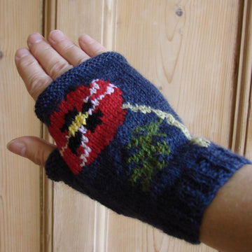 Poppy fingerless mitts/gloves