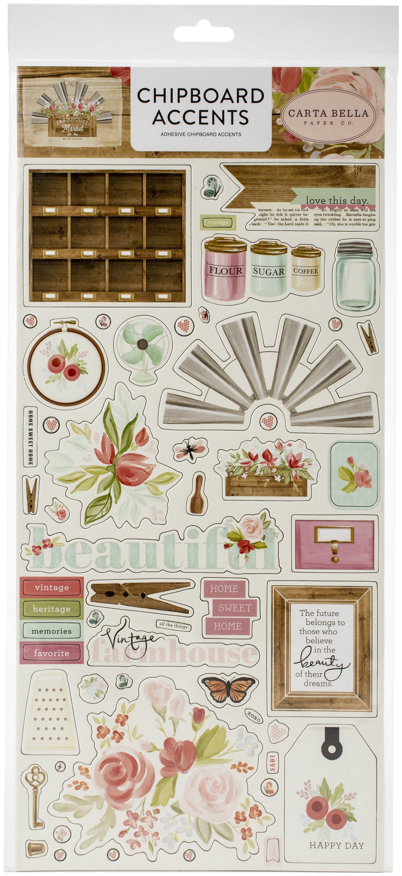 Echo Park Paper Farmhouse Market Chipboard 6"X13" - Accents, Farmhouse Market