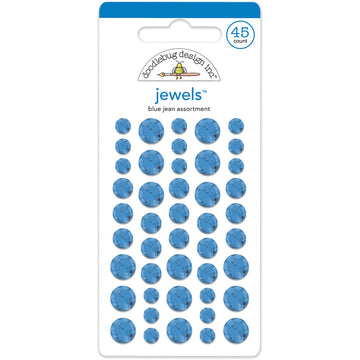 Doodlebug Adhesive Jewels 6mm, 8mm & 10mm 45/Pkg - Blue Jean