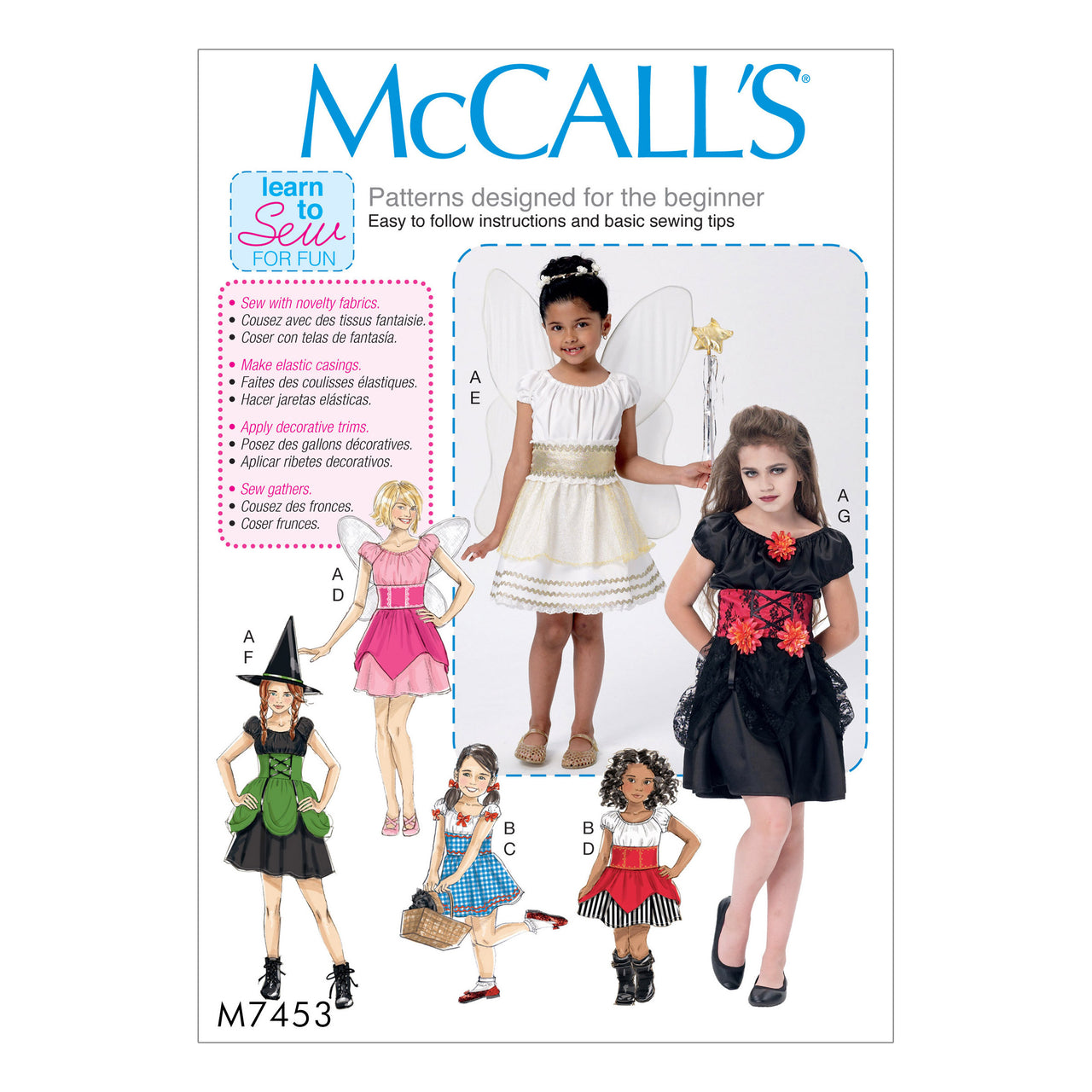 McCall's Children's/Girls' Fairy, Witch, Pirate, Angel and Character Costumes M7453 - Sewing Pattern