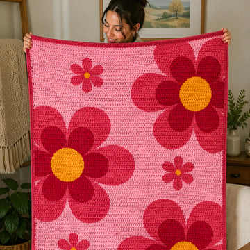 Cherry Bloom Crochet Baby Blanket