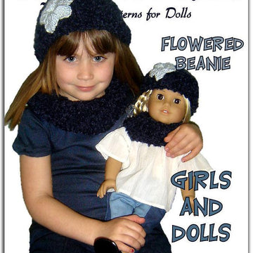 Matching Girl and Doll Beanie and Neck Warmer. 18 inch doll, children. PDF, 402