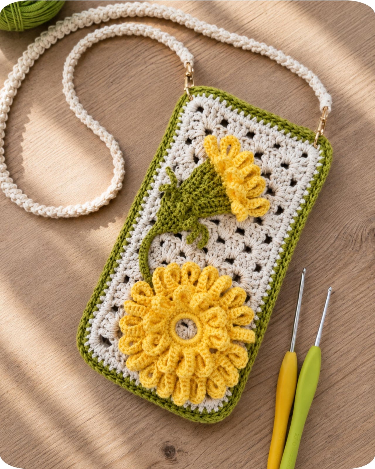 Small Crossbody Bag with Dandelion Appliqué T38