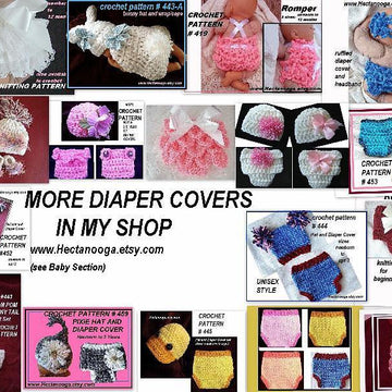 534, Crochet Ruffled Diaper Cover, Hat, and Bonnet