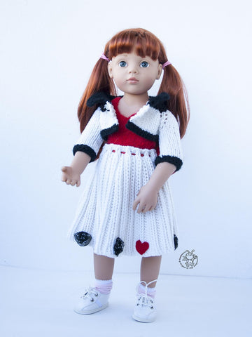 Outfit White and red for doll 18 inch