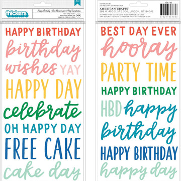 American Crafts Happy Cake Day Thickers Stickers 5.5"X11" 104/Pkg - Phrase/Puffy