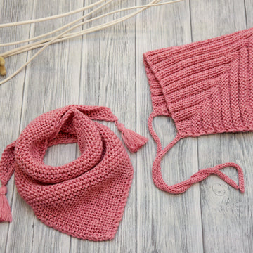 Knitting Pattern – Pixie Set - Baby Cap & Triangular Scarf – No.188E