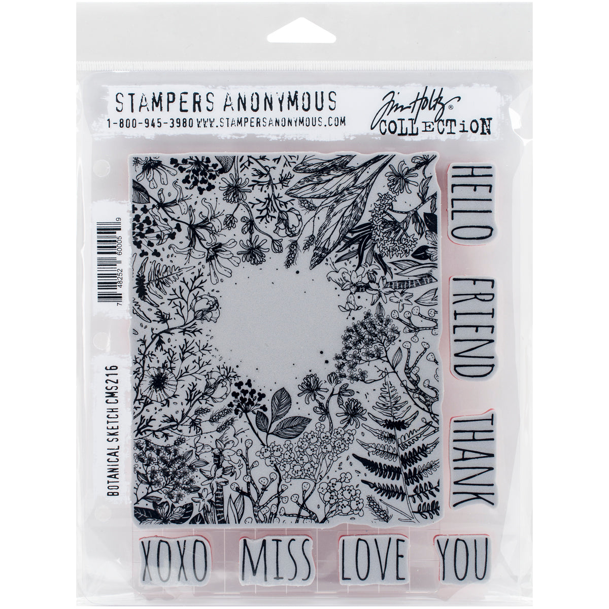 Stampers Anonymous Tim Holtz Cling Stamps 7"X8.5" - Botanical Sketch